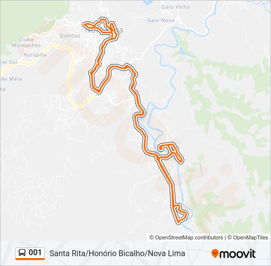 Mapa da linha 001 de ônibus