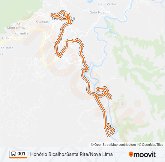 Mapa da linha 001 de ônibus