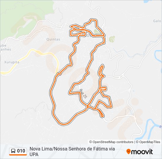 Mapa da linha 010 de ônibus