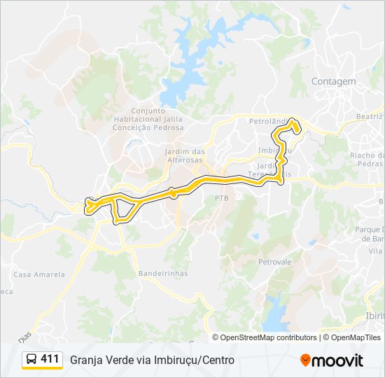 Mapa da linha 411 de ônibus