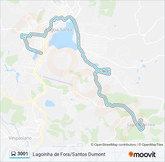 Mapa da linha 3001 de ônibus
