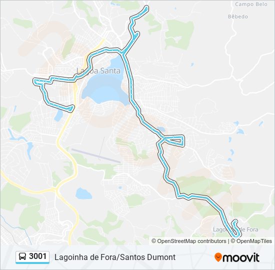 Mapa da linha 3001 de ônibus