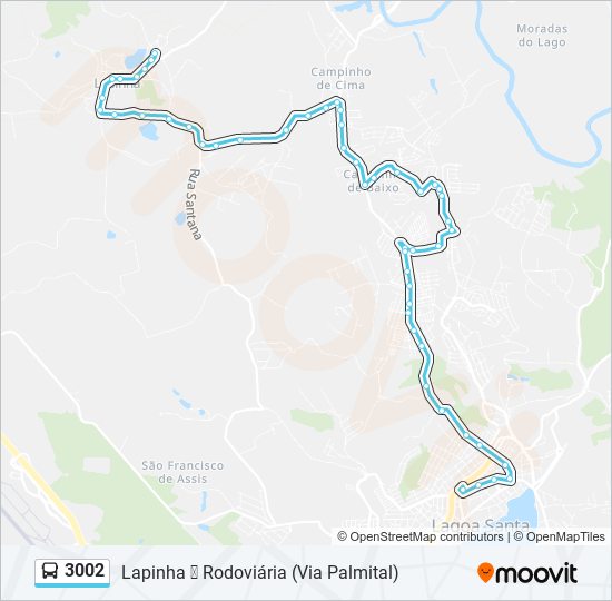 Mapa da linha 3002 de ônibus