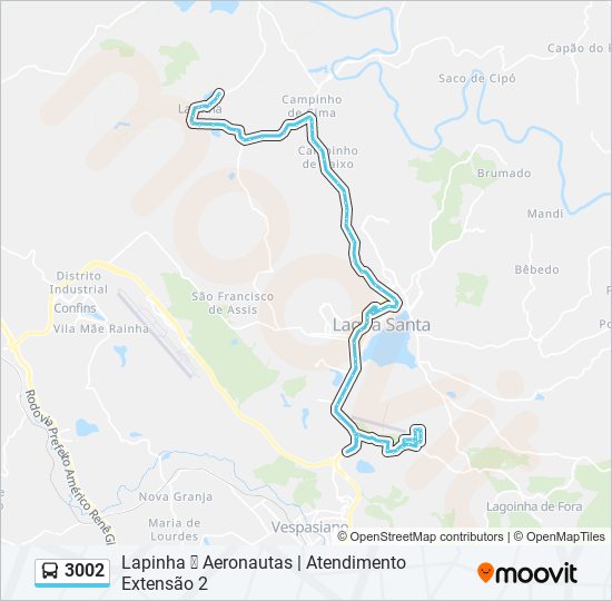 Mapa da linha 3002 de ônibus
