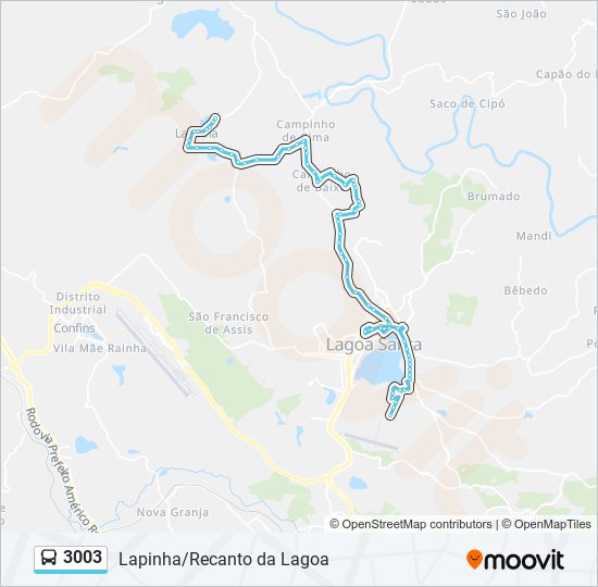 Mapa da linha 3003 de ônibus