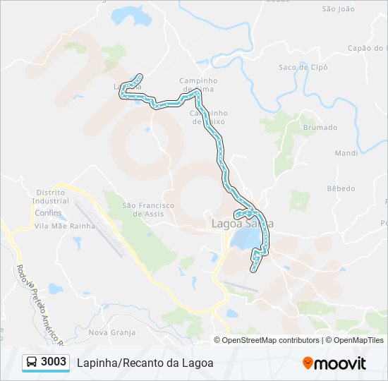 Mapa da linha 3003 de ônibus