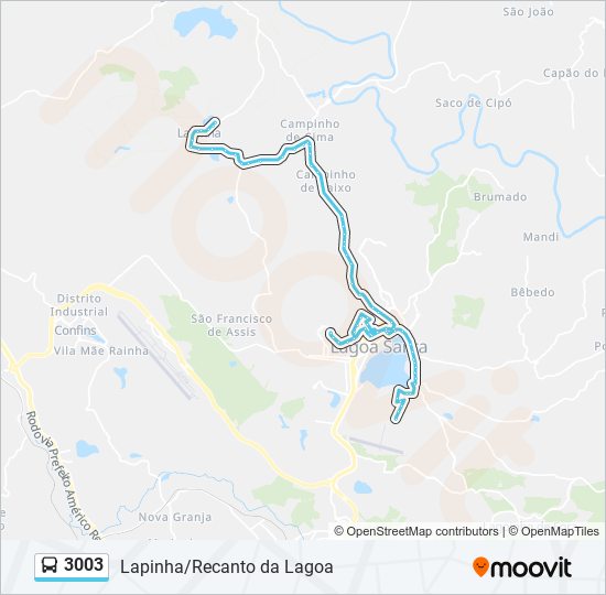 Mapa da linha 3003 de ônibus