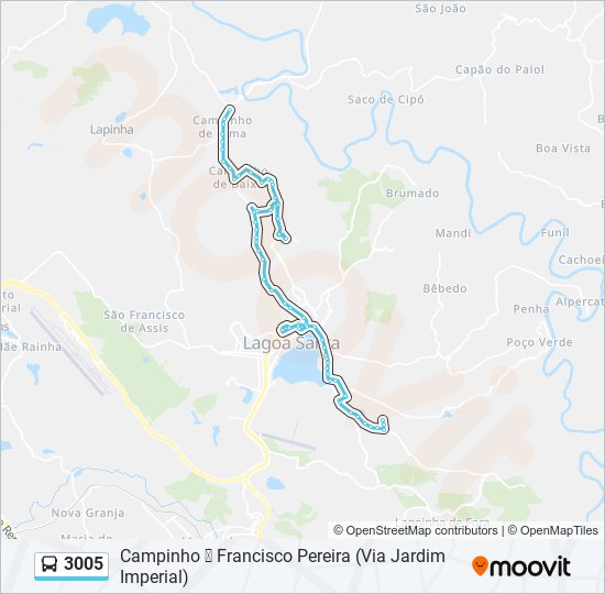 Mapa da linha 3005 de ônibus