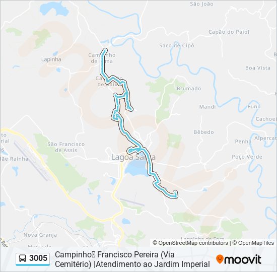 Mapa da linha 3005 de ônibus