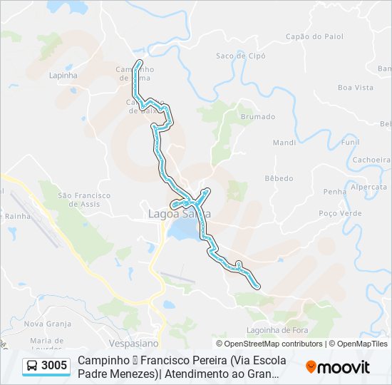 Mapa da linha 3005 de ônibus