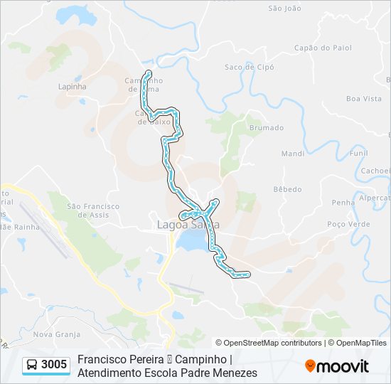 Mapa da linha 3005 de ônibus