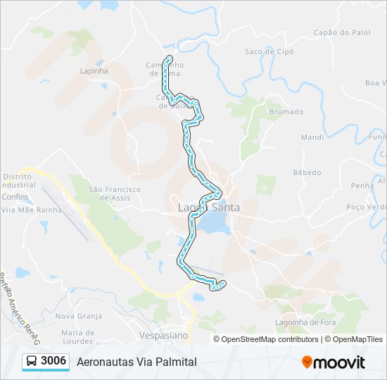Mapa da linha 3006 de ônibus