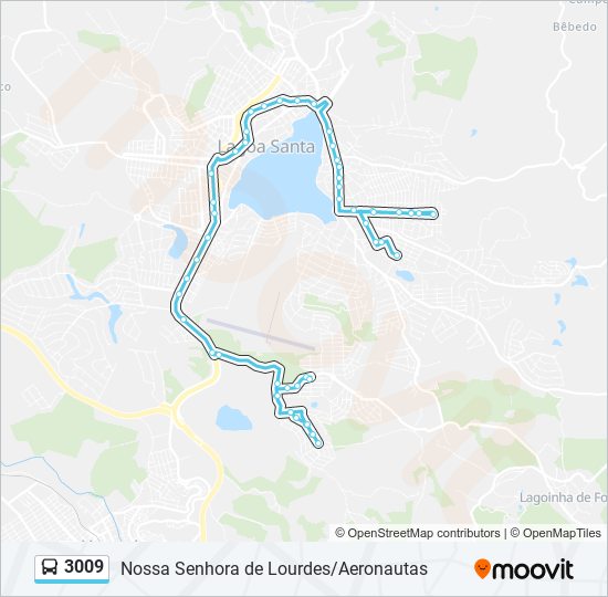 Mapa da linha 3009 de ônibus