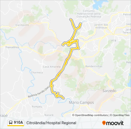 910A Bus Line Map
