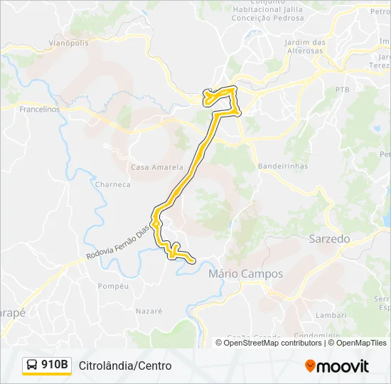 910B Bus Line Map