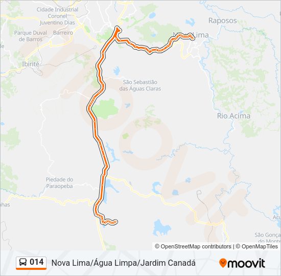 Mapa da linha 014 de ônibus