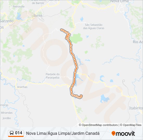 Mapa da linha 014 de ônibus