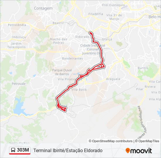 Mapa da linha 303M de ônibus