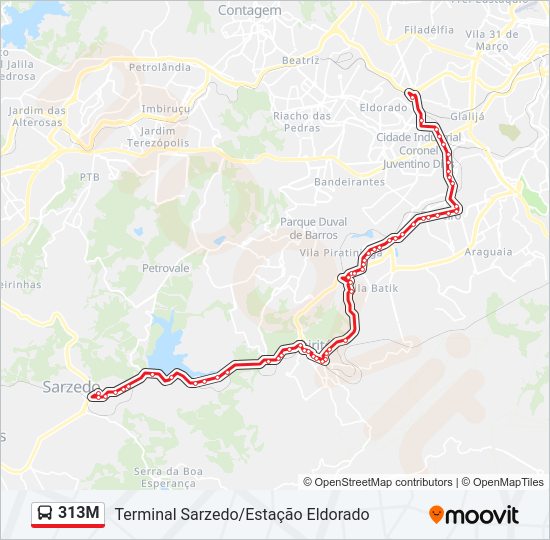 Mapa da linha 313M de ônibus
