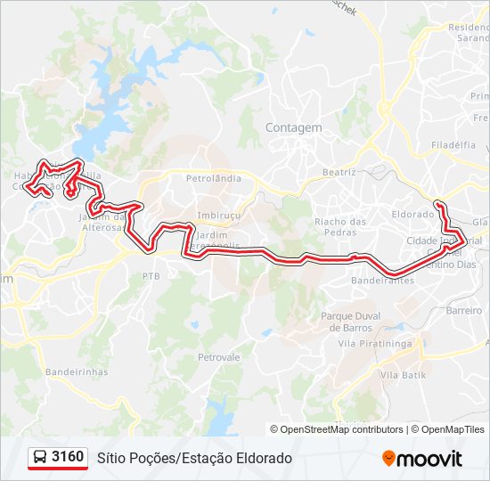 Mapa de 3160 de autobús