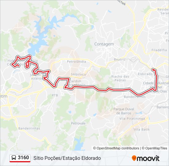 Mapa da linha 3160 de ônibus