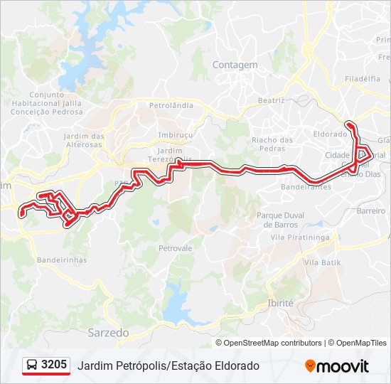 Mapa de 3205 de autobús