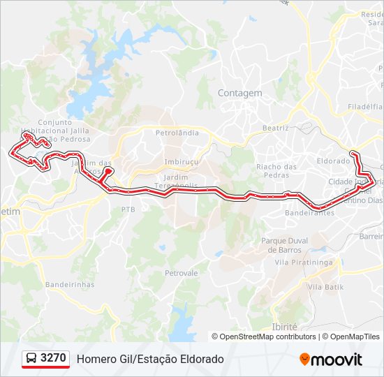 Mapa da linha 3270 de ônibus