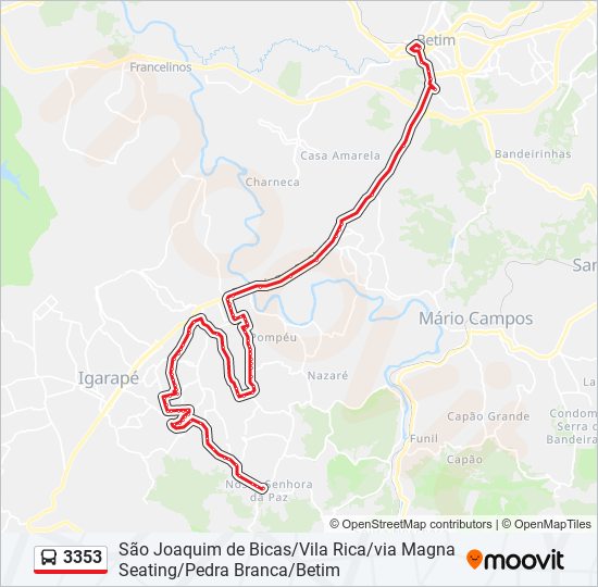 Mapa de 3353 de autobús