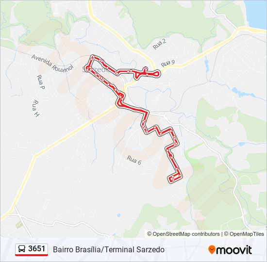 Mapa de 3651 de autobús