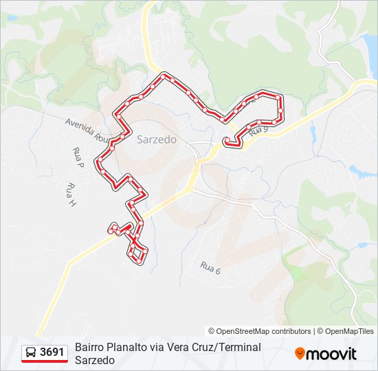 Mapa de 3691 de autobús