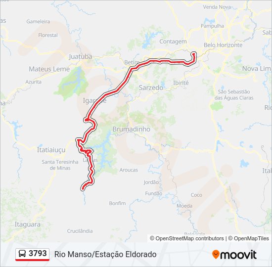 Mapa da linha 3793 de ônibus