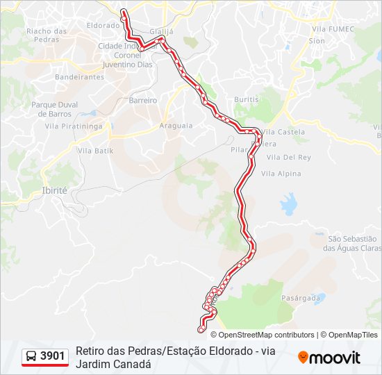 Mapa de 3901 de autobús