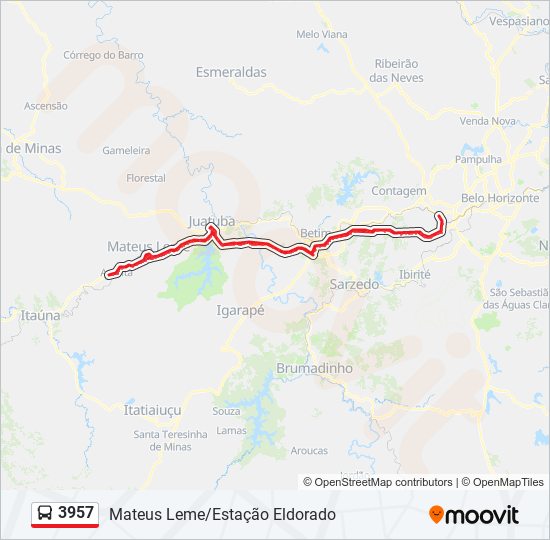 Mapa de 3957 de autobús