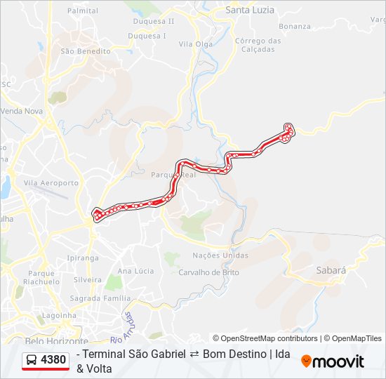 Mapa de 4380 de autobús