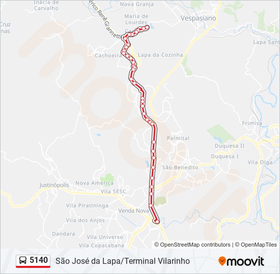 Mapa de 5140 de autobús