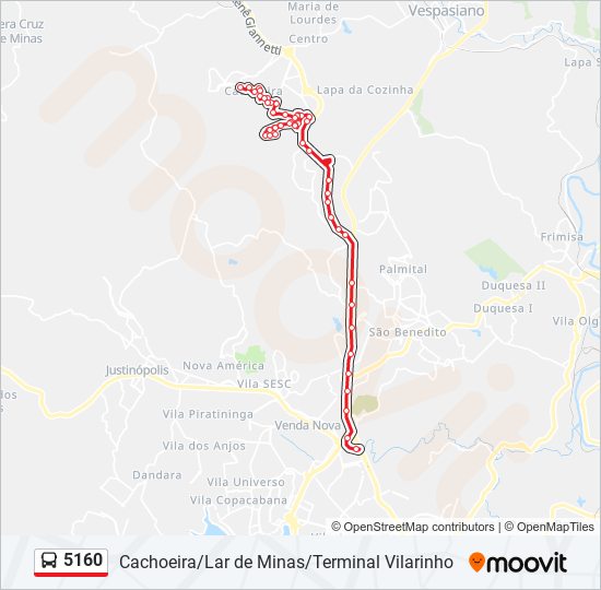 Mapa de 5160 de autobús