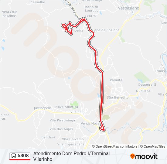 Mapa de 5308 de autobús