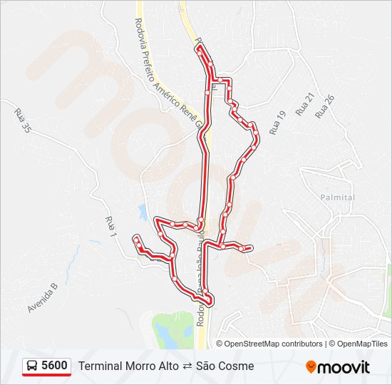 Mapa de 5600 de autobús