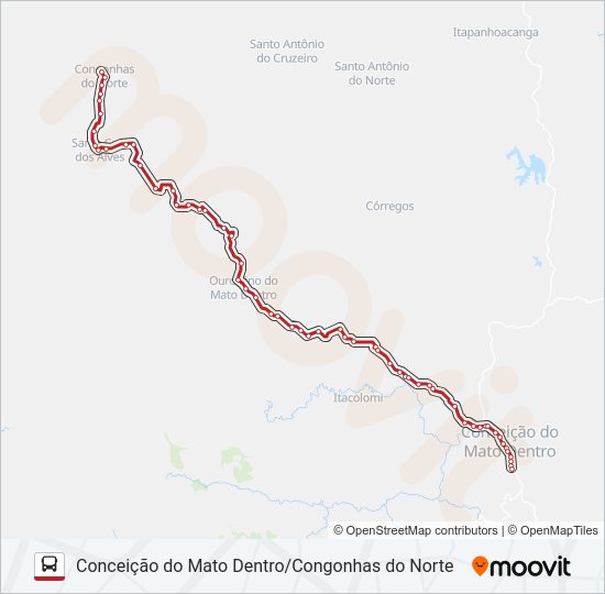 Mapa da linha SERRO 3969 de ônibus