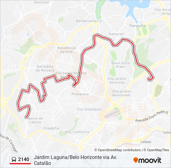 Mapa da linha 2140 de ônibus