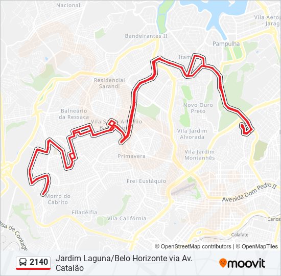 Mapa da linha 2140 de ônibus