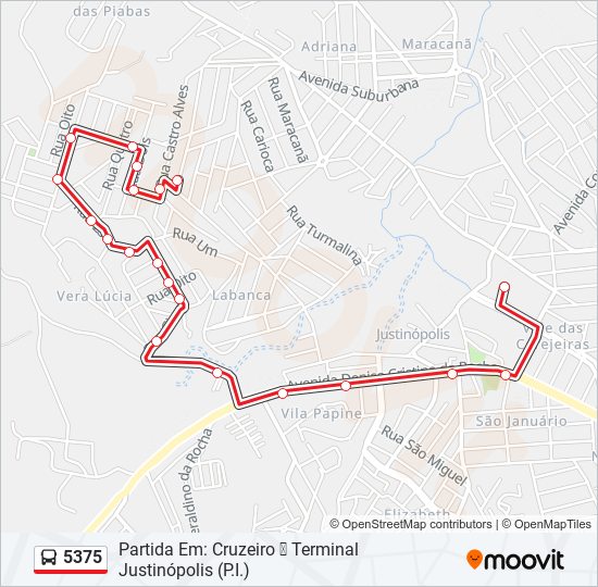 Mapa de 5375 de autobús