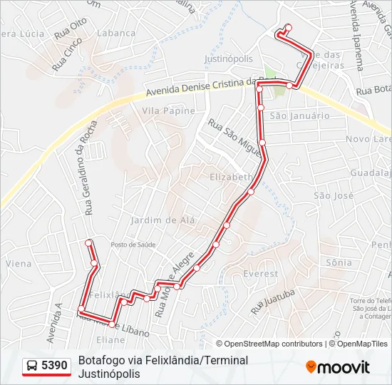 5390 Bus Line Map