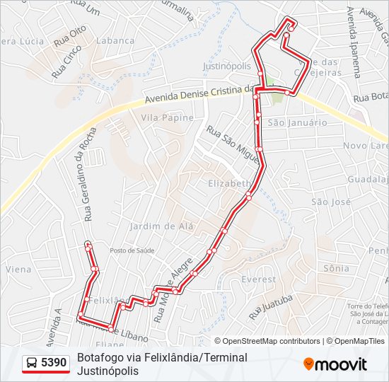 Mapa de 5390 de autobús