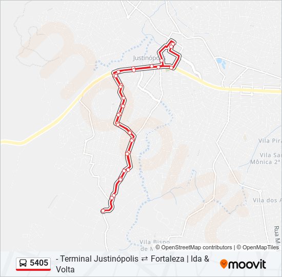 Mapa da linha 5405 de ônibus