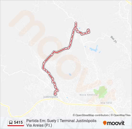 Mapa da linha 5415 de ônibus