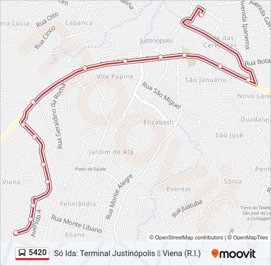 Mapa de 5420 de autobús