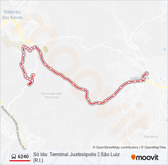 Mapa da linha 6240 de ônibus