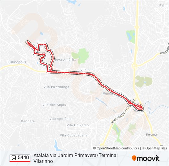 Mapa da linha 5440 de ônibus