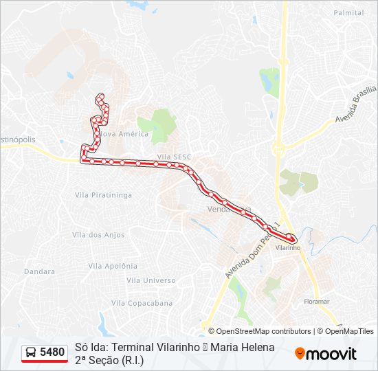 Mapa de 5480 de autobús